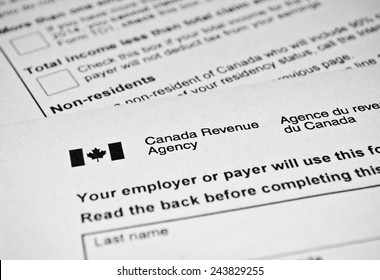 Katowice, Poland - Circa January 2015: Canadian Tax Form. Personal Income Tax Form Used In Canada.