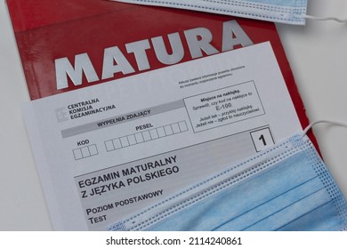 Katowice, Poland – January 27, 2022: Closeup Of Matura Exam Sheet.