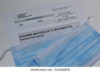 Katowice, Poland – January 27, 2022: Closeup Of Matura Exam Sheet.