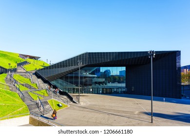 KATOWICE, POLAND - OCT 11, 2018: The International Conference Centre (MCK). In December 2018 It Will Hold ONZ United Nations Framework Convention On Climate Change - COP24.