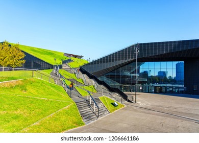 KATOWICE, POLAND - OCT 11, 2018: The International Conference Centre (MCK). In December 2018 It Will Hold ONZ United Nations Framework Convention On Climate Change - COP24.