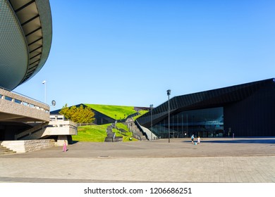 KATOWICE, POLAND - OCT 11, 2018: Spodek Hall Arena And The International Conference Centre. In December 2018 It Will Hold ONZ United Nations Framework Convention On Climate Change - COP24.