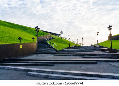 KATOWICE, POLAND - OCT 11, 2018: The International Conference Centre. In December 2018 It Will Hold ONZ United Nations Framework Convention On Climate Change - COP24.