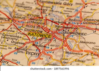 Katowice Poland On Road Map 260nw 1897561996 