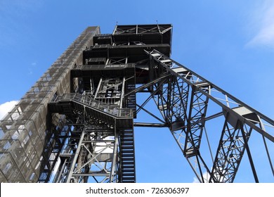 Katowice, Poland - Retro Industrial Coal Mine Shaft Tower. Upper Silesia Region.