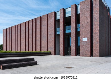 Katowice, Silesia, Poland - June 04, 2021: Building of Polish National Radio Symphony Orchestra (NOSPR) located at Wojciech Kilar Square.  
