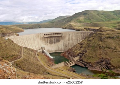 The Katse Dam, A Concrete Arch Dam On The Malibamat'so River In Lesotho. 