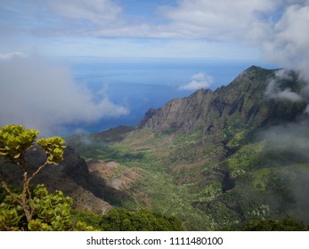 Kauai Kalakaua Lookout Cloudy View At The Kokee State Park