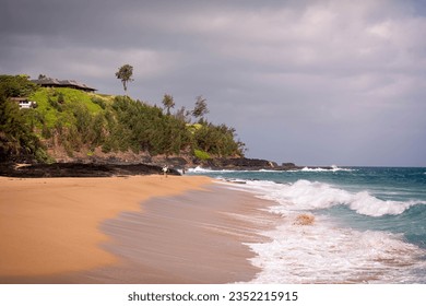 Kauapea (Secret ) Beach, Kauai, Hawaii. Secluded beach with a cliff accessible by a pretty steep trail