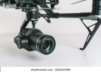 KAUNAS, LITHUANIA - AUGUST 30, 2020: DJI Inspire 2 professional drone isolated on white background