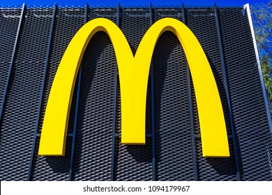 KAUNAS, LITHUANIA, MAY 19, 2018 : McDonald's restaurant logo. The McDonald's Corporation is the world's largest chain of hamburger fast food restaurants.