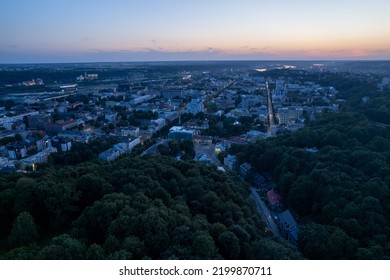 Kaunas Old Town Center At Sunset.  St. Michael The Archangel's Church Or The Garrison Church, Soboras In Kaunas. Liberty Boulevard. Laisves Aleja. Kaunas. Lithuania. 2022.09.09