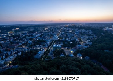 Kaunas Old Town Center At Sunset.  St. Michael The Archangel's Church Or The Garrison Church, Soboras In Kaunas. Liberty Boulevard. Laisves Aleja. Kaunas. Lithuania. 2022.09.09