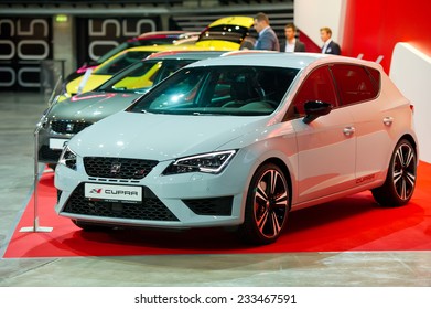 KAUNAS - SEP 19: Seat Leon Cupra On Sep. 19, 2014 In Kaunas, Lithuania. The SEAT Leon Is A Small Family Sports Hatchback Built By The Spanish Car Manufacturer SEAT Since October 1998.