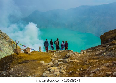 Kawah Ijen Volcano In East Java , Indonesia