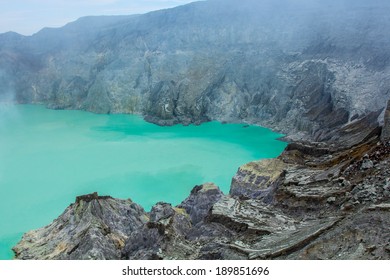 Kawah Ijen Volcano In East Java , Indonesia