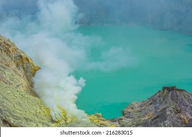 Kawah Ijen Volcano In East Java , Indonesia