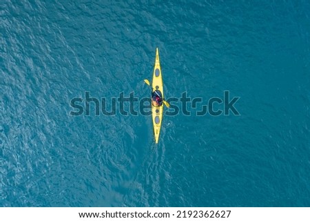 Similar – Image, Stock Photo Aerial view of kayaks in open waterc