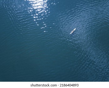 Kayak On Blue Ocean Water Rsurface Areal View 