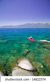 Kayak On Clear Water And Sky On Lake Tahoe