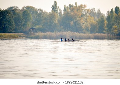 Kayak On The River In The Autumn Season, Side View