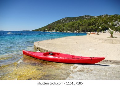 Kayak On The Shore Of The Turquoise Sea, Croatia Dalmatia Tribunj