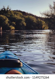 Kayak On Verde River In Desert