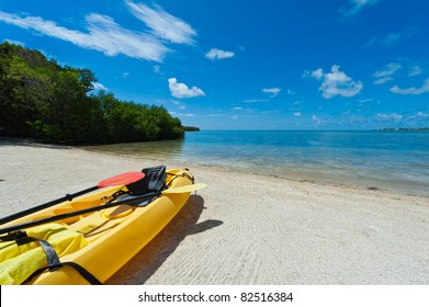Kayak Ready To Be Used In The Beach In The Florida Keys