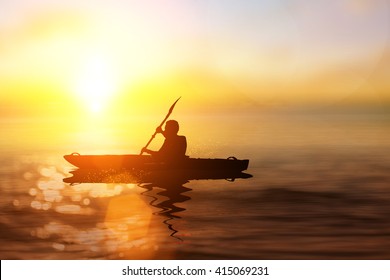 Kayak In Sunset