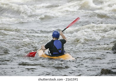 Kayaker in action