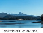 Kayakers enjoy Lemolo Lake under Mount Theilsen