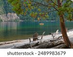 Kayakers paddling on Lake Crescent in Washington