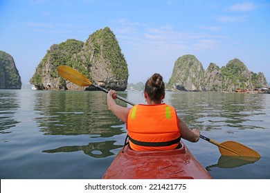 Kayaking In Halong Bay.Vietnam