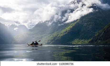 Kayaking In The Nærøyfjord, Norway. 