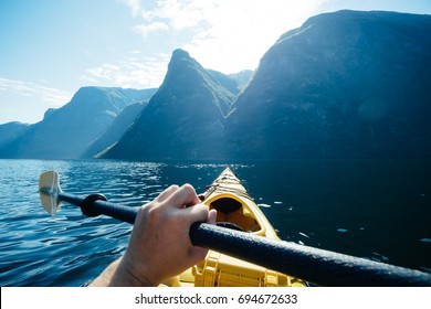 Kayaking In Norway - Point Of View Naeroyfjord