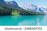 Kayaking on emerald lake in yoho national park