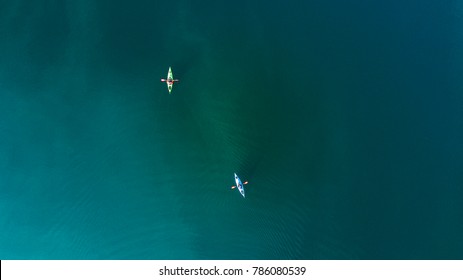 Kayaking On A Lake Aerial View 