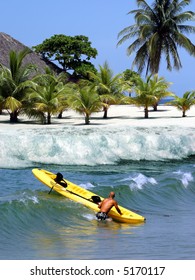 Kayaking on tropical Caribbean island