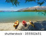Kayaks on the Lake Wakatipu, Glenorchy, New Zealand