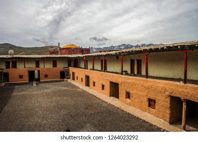 Kaza, Spiti-The Middle Land, Himachal Pradesh / India: Kye Gompa (monastery), architecture in the cold desolate desert Himalayan mountain valley. The highest motor-able village at 4520 metres.