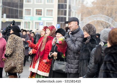KAZAKHSTAN, PETROPAVLOVSK - December 1, 2016: Feast day of the first president of the Republic of Kazakhstan. Nurlan Abdullin Kazakhstan popular actor, singer. Concert in the street.