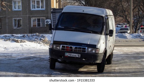 Kazakhstan, Ust-Kamenogorsk, January 18, 2021: GAZ 2705 (GaZelle). Russian Light Commercial Vehicle                            