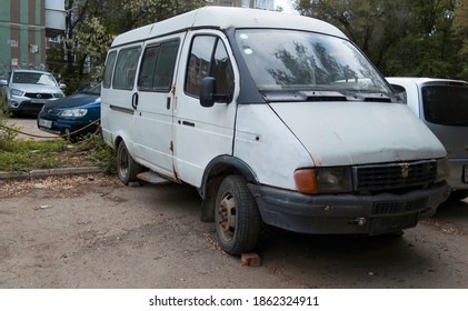 Kazakhstan, Ust-Kamenogorsk, May 17, 2020: GAZ 2705 (GaZelle). Russian Light Commercial Vehicle. Old Used Broken Car. Abandoned