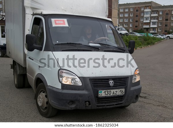 Kazakhstan,\
Ust-Kamenogorsk, may 17, 2020: GaZelle Business. Russian light\
commercial vehicle. Delivery\
truck