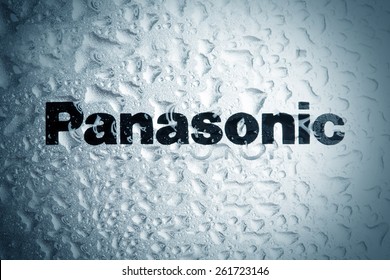 KAZAN, RUSSIA, 15 March 2015: Water Drops On The Panasonic Logo