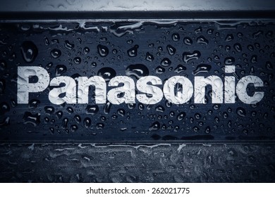 KAZAN, RUSSIA, 15 March 2015: Water Drops On The Panasonic Logo