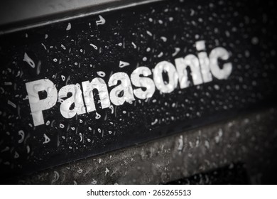 KAZAN, RUSSIA, 15 March 2015: Water Drops On The Panasonic Logo