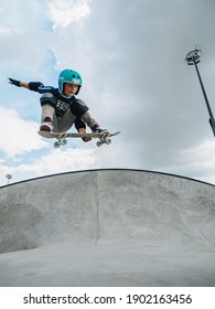 Kazan, Russia - July 23, 2020: Teenager Skater In The Largest Extreme Park In Country - Uram.