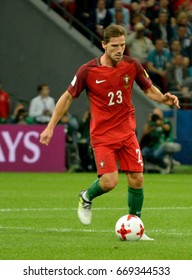 KAZAN, RUSSIA - JUNE 28, 2017. Portuguese Midfielder Adrien Silva During FIFA Confederations Cup Semi-final Portugal Vs Chile.