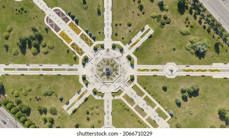 Kazan, Russia. Kazan Millennium Park, Aerial View, HEAD OVER SHOT  